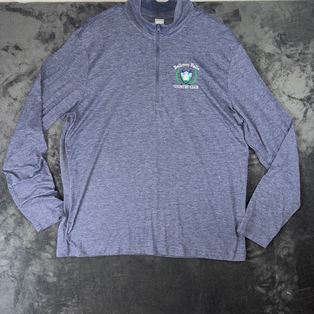 Mens Large Sport-Tek 1/4 Zip Pullover Blue Excellent Bellows Falls Country Club